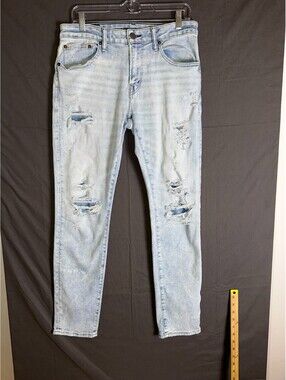 American Eagle AirFlex Temp Tech Jeans Men’s 31x32 Light Wash Distressed